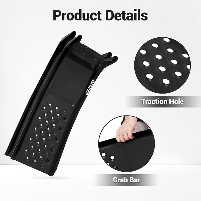 Garvee 8 in Lift Solid Steel Car Ramp 8000 LBS Capacity, 2000 LBS Per Ramps, Heavy Duty Truck Ramps for Car Repair or Vehicle Maintenance, 2 Pack Car Ramps, Black