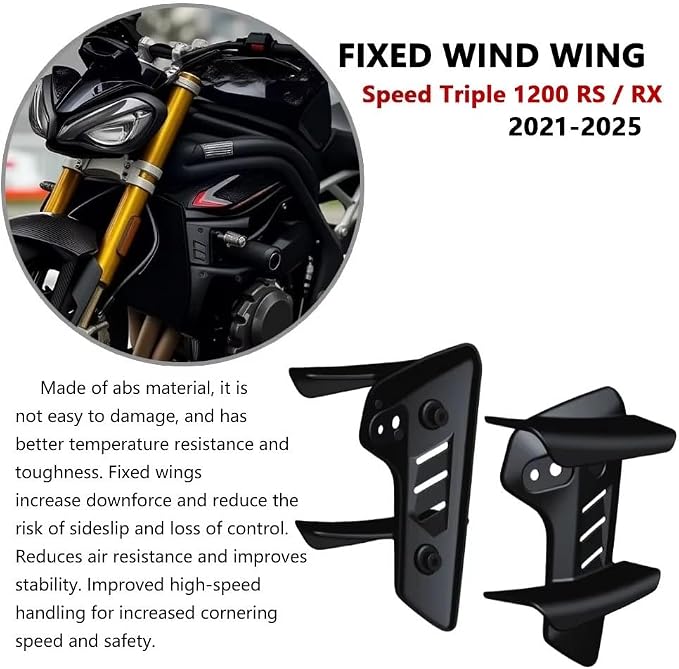 for Speed Triple 1200 RS/RX Speed Triple 1200 rs rx 2026 2025 2024 2023 2022 2021 New Accessories Motorcycle Fairing Side Winglets Aerodynamic Wing Deflector Black Naked Front Spoiler