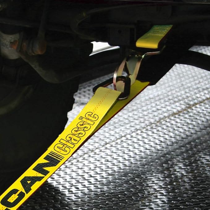 VULCAN Axle Tie Down Combo Strap Kit - 2 Inch - Classic Yellow - 3,300 Pound Safe Working Load