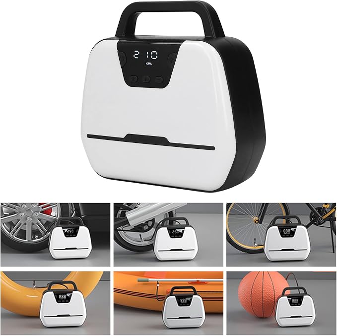Car Air Pump, Double Cylinder 12V Electric Portable Tire Inflator with Auto Shut Off LED Light LCD Screen for Vehicles SUVs Bikes