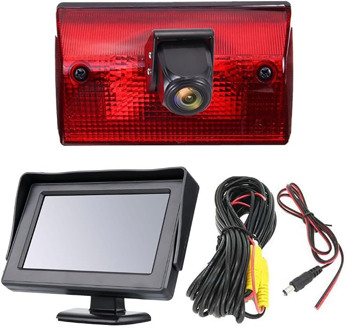 HD Roof Mount Brake Lamp Rear View Reverse Camera Compatible with Mercedes Freightliner Sprinter 2500 3500 W901 W902 W903 W904 B901 B902 B903 B904/Dodge Cargo/V W LT Mk (Camera+4.3''Monitor)