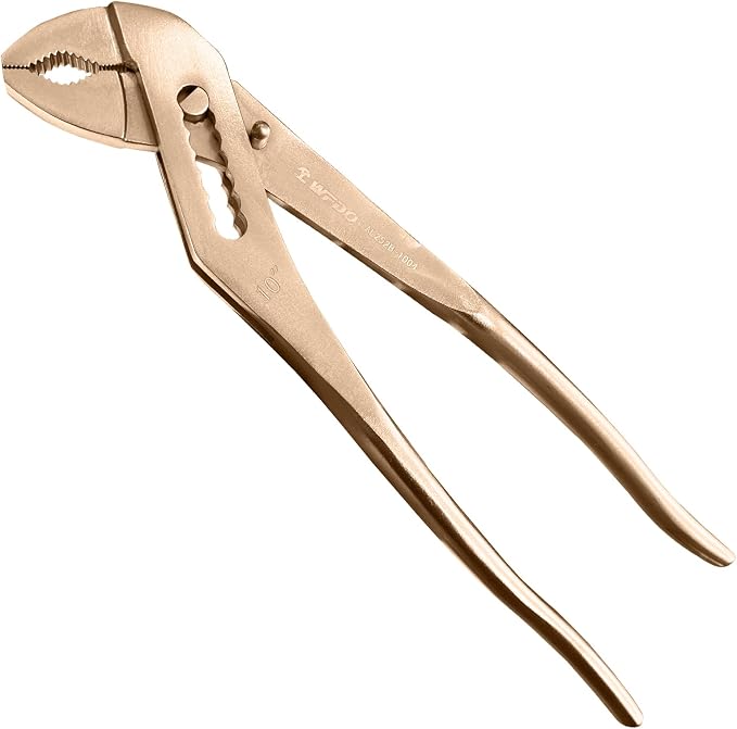 WEDO Non-Sparking Slip Joint Pliers, Spark-free Safety Water Pump Pliers, Length 250mm,Beryllium Copper,Non-Magnetic,35mm Wide Opening Groove Joint Pliers,DIN Standard, BAM & FM Certificate