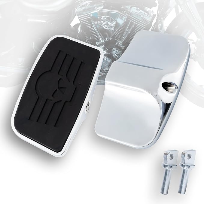 Driver Passenger Footpeg Passenger Peg Floorboard Footboard for Harley Road King street Glide Dyna Fatboy Softail lowrider V-Rod breakout Fatbob Streetbob Heritage Deluxe (Skull-Chrome)
