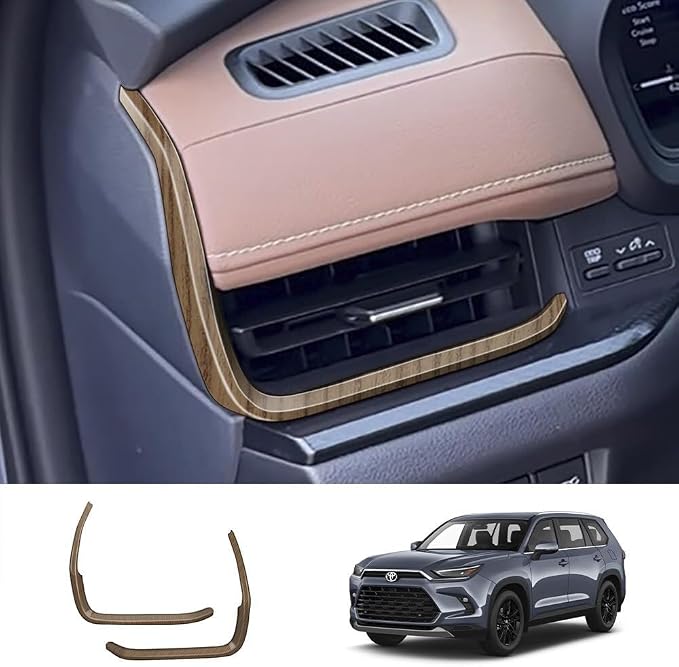 2Pcs Left and Right Outlet Lower Trim Cover Compatible with Toyota Grand Highlander 2024 2025 2026 Fit for 2024-2026 Grand Highlander ABS Accessories(Wood Grain)