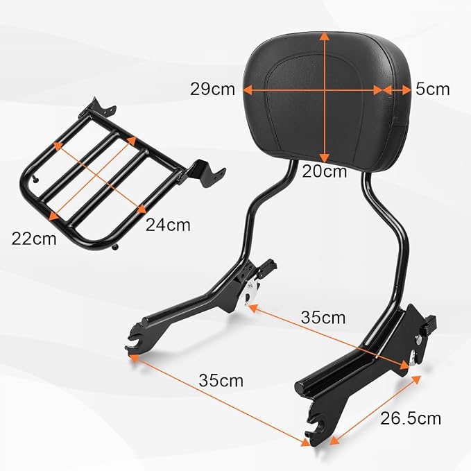 AUFER Rear Passenger Backrest Sissy Bar with Luggage Rack & Docking Hardware Kit Compatible With For 2018-UP Harley Softail Fat Boy FLFB FLFBS Breakout FXBR FXBRS