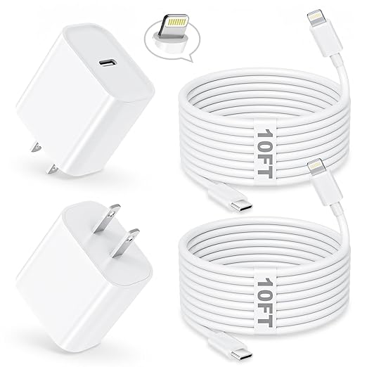 2Pack Fast Charger iPhone [Apple MFi Certified],10FT iPhone Charger Fast Charging USB C to Lightning Cable with 2Pack PD USB C ChargerBlock 10ft i Phone Charger Cord for i Phone 14/13/12/11/X/XS Max/8