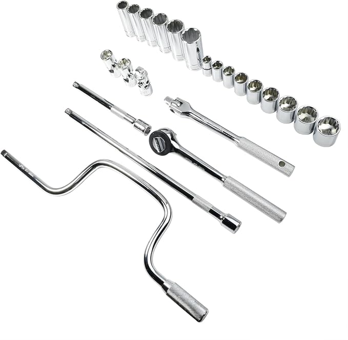 K Tool International Socket Set Pro 23 Piece 3/8 in. Dr Chrome