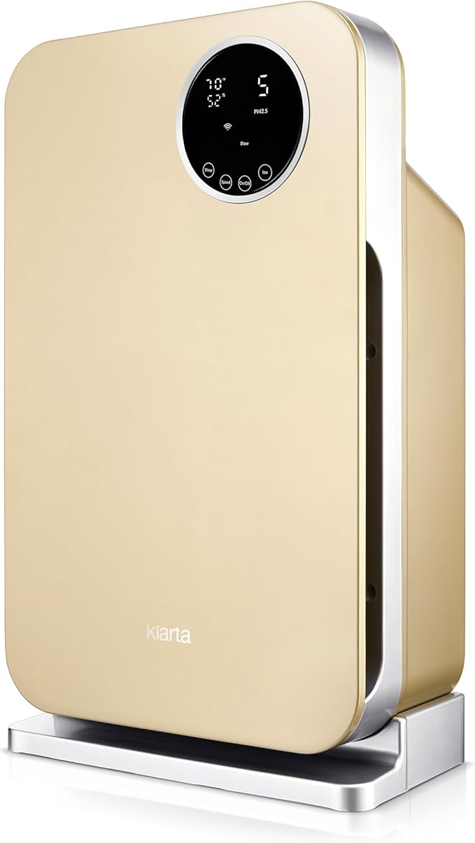 Air Purifier for Home - Smart WiFi App - Ultra Quiet 20 dB - Removes Allergens, Smoke & Odors - 99.97% Particle Filtration - Up to 1237 ft² - Klarta Forste Gold