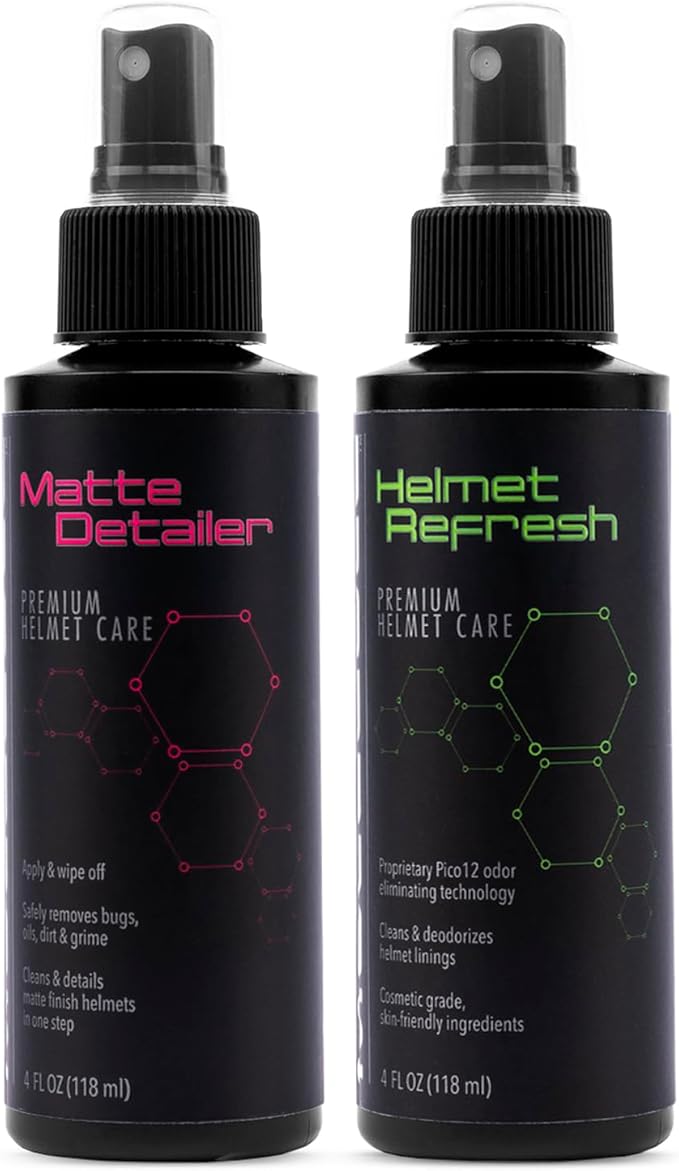 Molecule Small Matte Helmet Kit | Premium Helmet Care | 4 Ounce Matte Detailer & Refresh | Cleans Matte Finish Helmets, Visors, and Goggles | 4 Ounce Kit