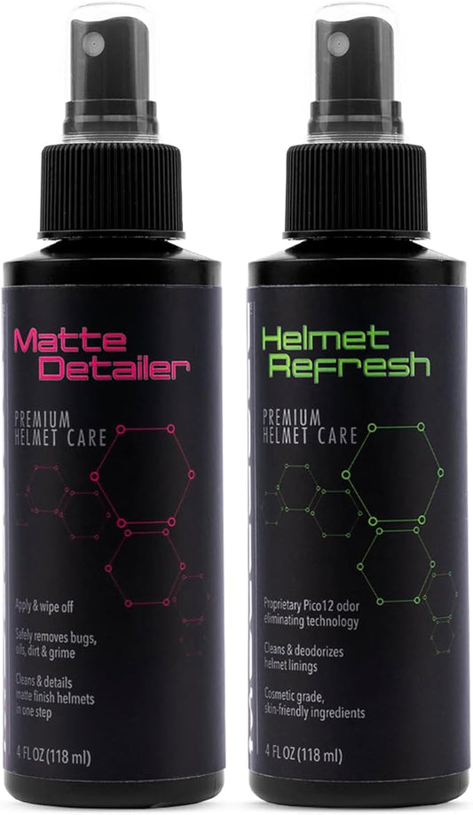 Molecule Small Matte Helmet Kit | Premium Helmet Care | 4 Ounce Matte Detailer & Refresh | Cleans Matte Finish Helmets, Visors, and Goggles | 4 Ounce Kit
