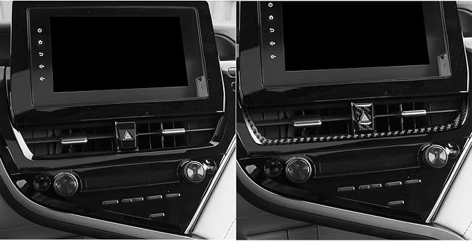 NVCNX Real Premium Carbon Fiber for Toyota Camry Accessories 2021-2024 2022 2023 SE/LE/SE Nightshade/L/TRD Gas Hybrid Car Dash Central Air Vent Panel Cover Interior Trim Overlay Sticker Decal 2PCs