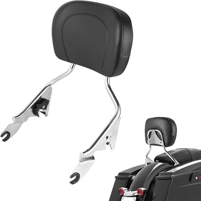 Detachable Passenger Sissy Bar Backrest Compatible with for Harley Touring Road King Electra Glide Road Glide Street Glide FLHR FLHX FLHT FLTR 2009-2025,Chrome Rear Sissy Bar with Pad