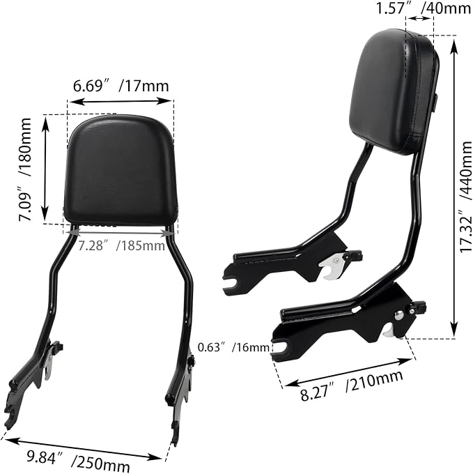 Standard Upright Sissy Bar Backrest for Harley Softail 2018-2025,for Street Bob/Deluxe/Heritage Classic/Slim/Standard FXST/Hydra-Glide