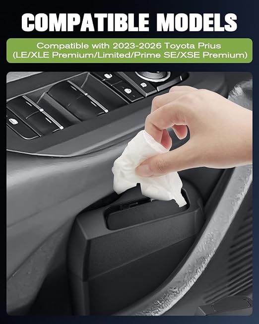 2026 Prius Door Trash Can Trash Bin for Door 2026 Prius XSE Car Door Trashcan Trash Holder for 2023-2026 Toyota Prius Accessories (LE/XLE Premium/Limited/Prime SE/XSE Premium) Driver Side Door Bin