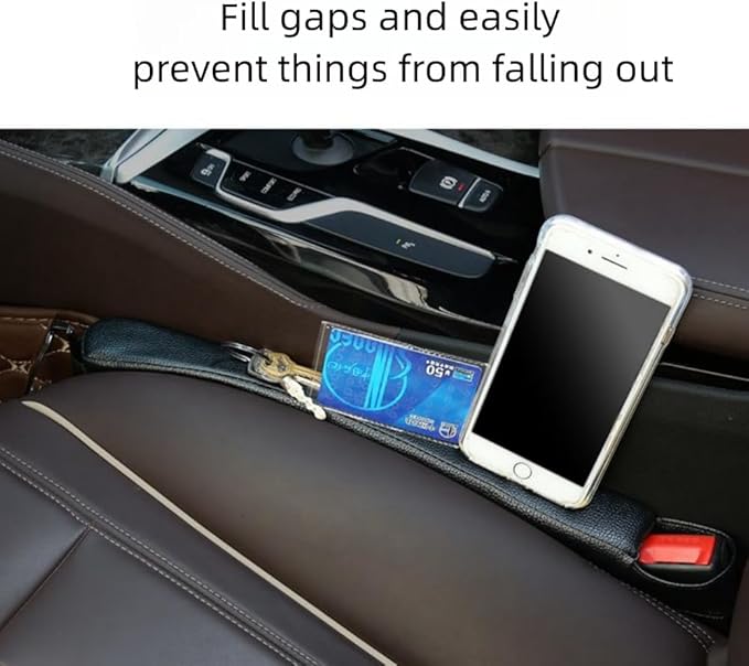 Car Seat Gap Filler 2 Pack,Car Seat Gap Filler Organizer,Car Seat Gap Plug with Storage Slot,3 in 1 Car Seat Gap Filler with Cup Holder,Prevent Small Items from Falling(Black)