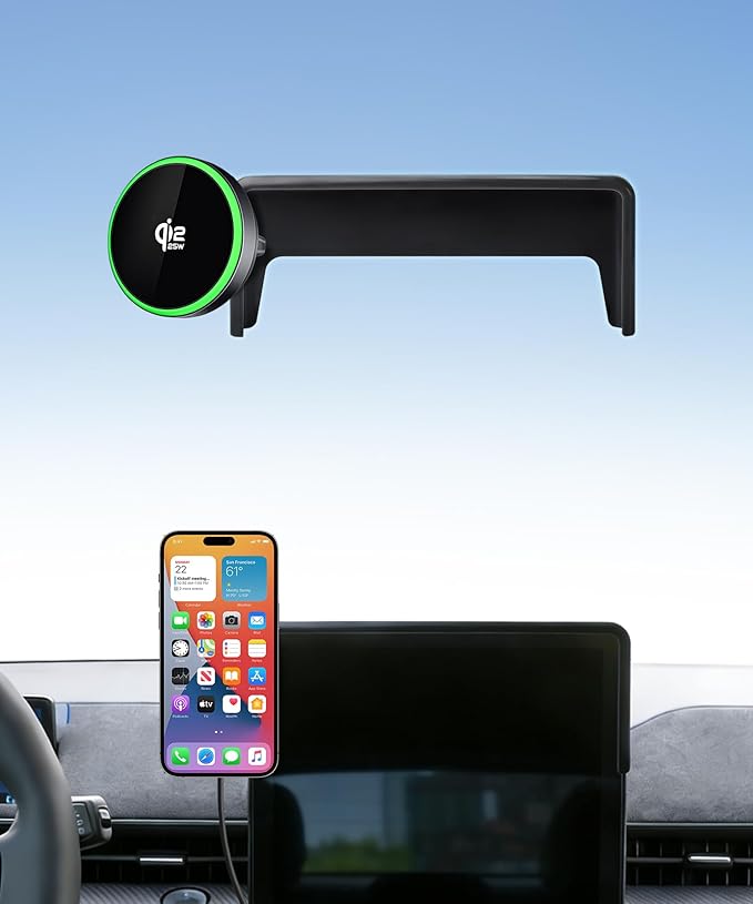 Qi2.2 Max 25W Fast Wireless Car Charger Phone Holder for 2021-2026 Ford Mustang Mach-E 15.5-Inch Screen, Magnetic Phone Mount Compatible with MagSafe