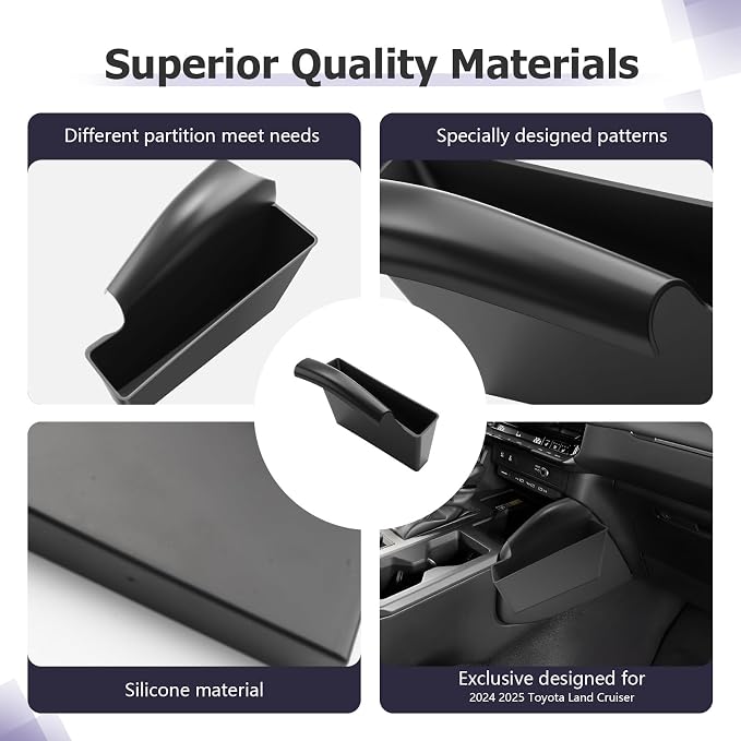 LUWU Center Console Organizer for 2024 2025 2026 Toyota Land Cruiser Accessories Armrest Storage Box Tray Passenger Side Organizer Insert Tray ABS Material Land Cruiser 250 Accessories 2025 2026