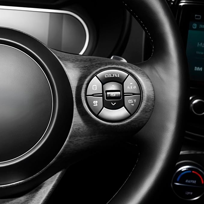 Steering Wheel Button Panel Cover Interior Steering Handle Button Frame Protective Cover Compatible with Kia Soul 2020-2025 Accessories (Wood Grain Style)