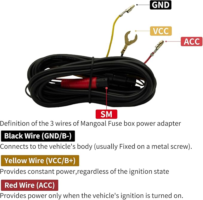Fuse Box Power Cable for FUVYMYT Dash Cams,Upgrade Parking Mod