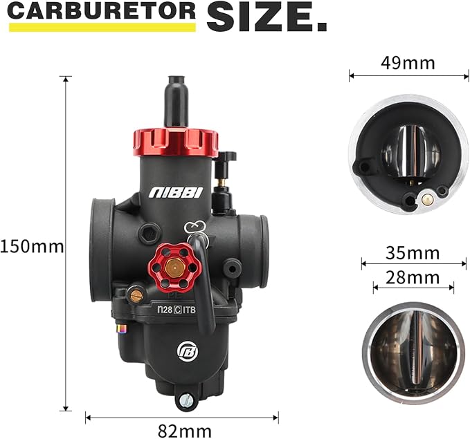 NIBBI Carburetor PE28,28mm Carburetor Performance Kit with Air Filter For Dirt Pit Bike Mini Bike Motorcycle GY6