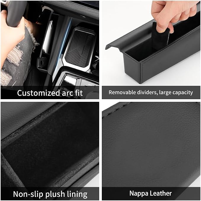 Center Console Organizer for BMW 5 Series G60 2024 2025 2026, Leather Central Control Side Storage Box Compatible with BMW 5 Series Accessories, Car Accessories Interior (2PCS Black)