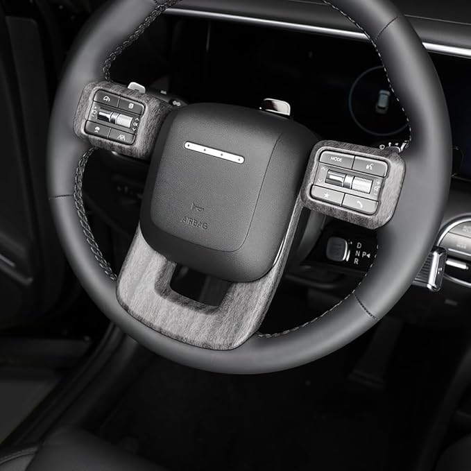 Steering Wheel Trim Cover Compatible with Santa FE 2024 2025 Hyundai IONIQ 9 Accessories(Wood Grain)