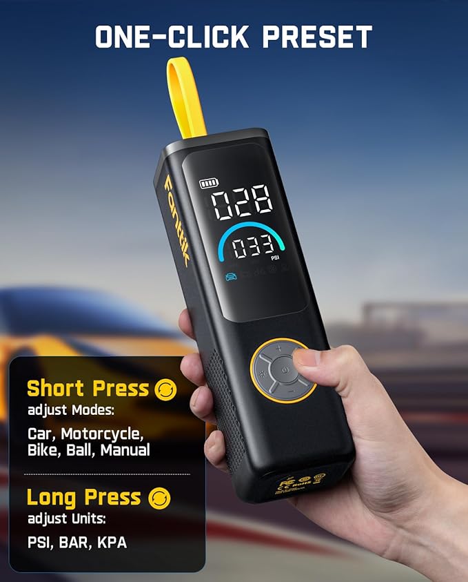 Fanttik X9 APEX Portable Air Compressor for Car Tires, 35s Fast Inflation, 150PSI Cordless Tire Inflator with Light and Power Bank, Suitable for SUV, Sedan, Motorcycle, Bike, Ball,Black