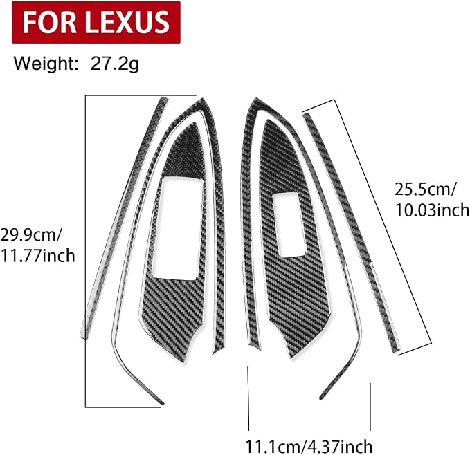 Soft Carbon Fiber Car Interior Window Lift Kit 6/Piece Decorative Sticker for Lexus RC300 350 200T 15-24 Carbon Fiber Interior Accessories
