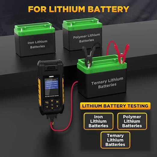 BT960 Car Battery Tester for Lead-Acid & Lithium Batteries with Printer,30-2000 CCA Automotive Battery Load Tester Health Cranking Charging System Leakage Test for Motorcycle, Car, Truck, RV, Boat