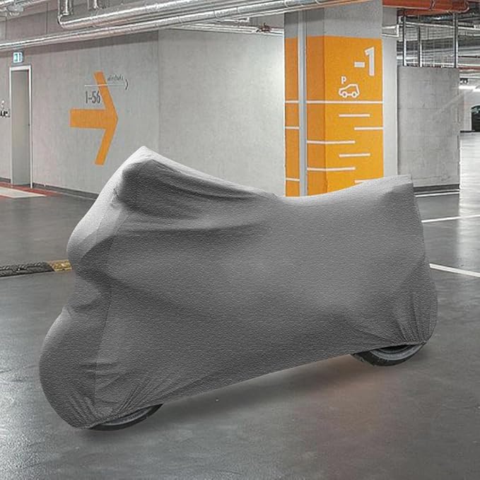 Indoor Motorcycle Cover Soft Stretch Dustproof Cover Compatible with All Motor, 116 inches, Light Flower Gray