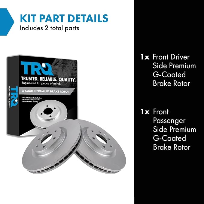 TRQ Front Brake Rotor Set G Coated Vented Compatible with 2010-2016 Cadillac SRX 2011 Saab 9-4X
