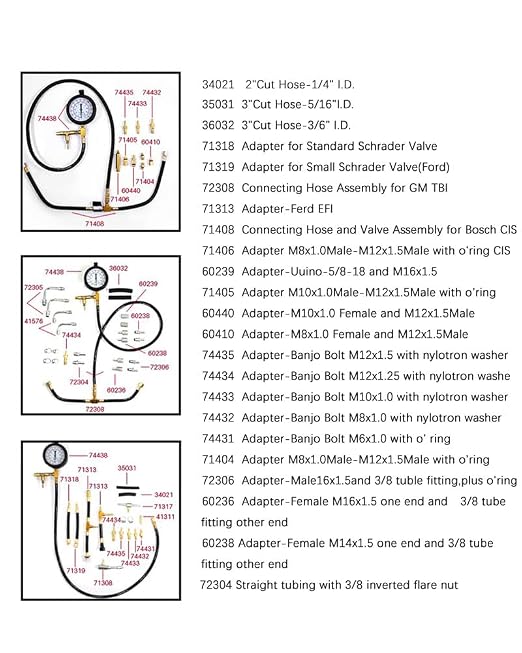 TU-443 Fuel Injection Pressure Tester Kit 0-140 PSI Pro Auto Fuel Pressure Gauge for Car Truck Motorcycle 45PCS