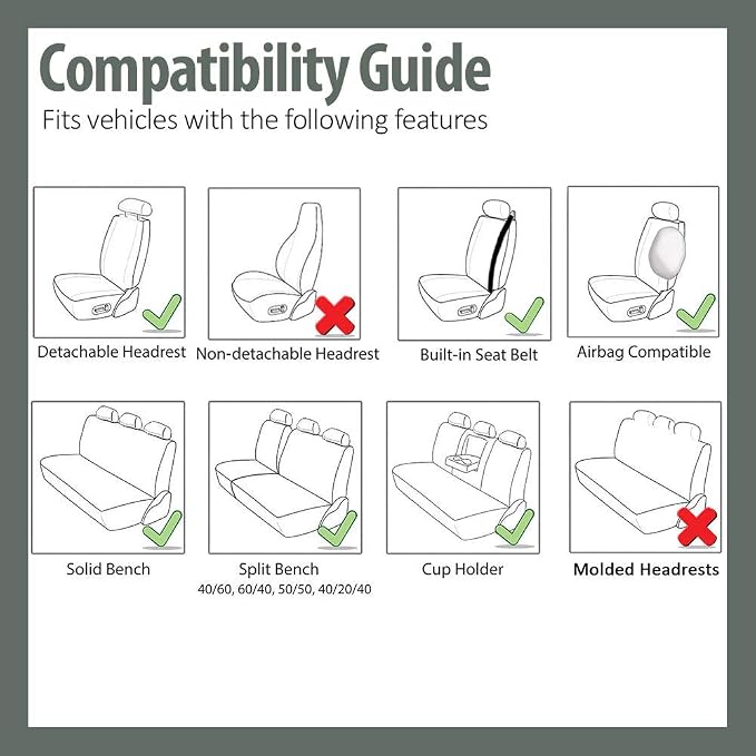 FH Group Automotive Seat Covers Edgy Piping Seat Covers Full Red Set Interior Accessories,Universal Fit Combo Vinyl Floor Mats Seat Covers Car for Cars and Vans Airbag and Split Rear Automotive
