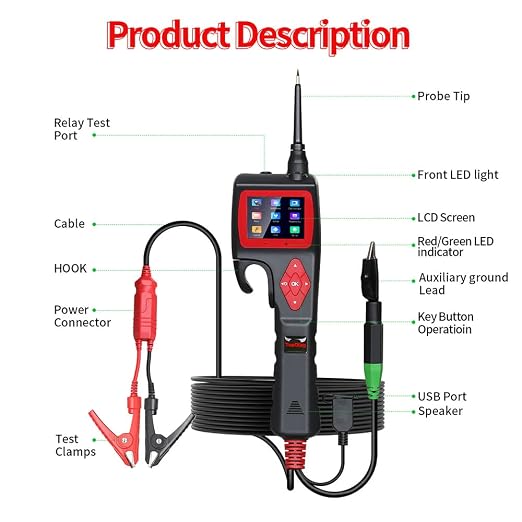 P200 Power Circuit Probe Kit, 9-30V Automotive Circuit Tester, Circuit Breaker Finder, Multimeter/Activating Component/Relay Test/Fuel Injector Tester/Oscilloscope/0~5V Power
