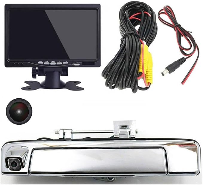 1280 * 720 Pixels HD Car Reverse Camera Trunk Handle with Switch Parking Rear View Backup Camera Night Vision Waterproof, Replacement for Isuzu D-MAX DMAX 2012-2014/2015-2018 (with 7-inch Monitor)