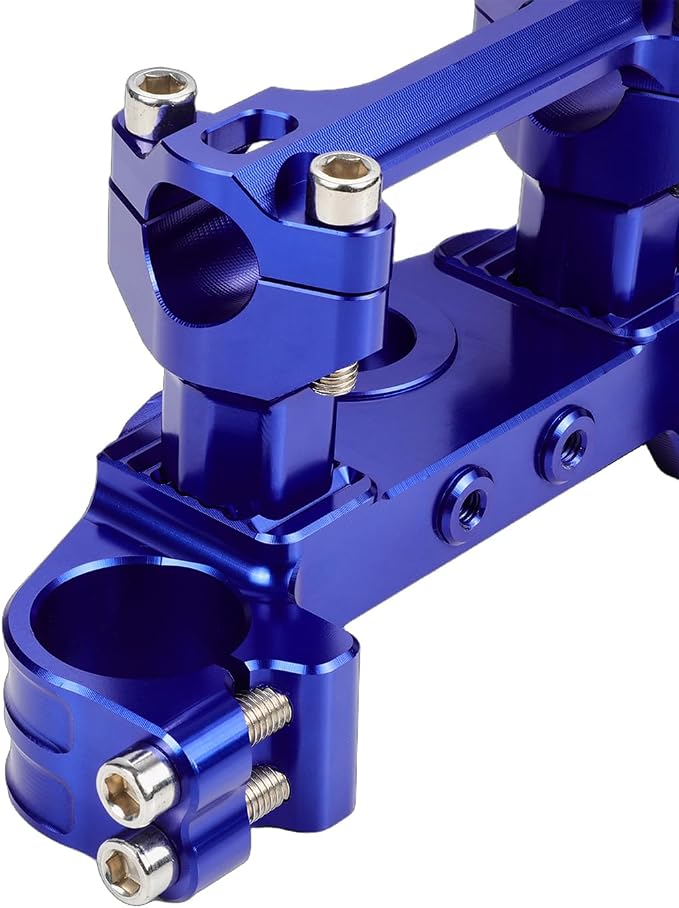 Triple Clamp with Risers Set for TTR 110 TTR110E TTR 110E 2008-2025, CNC Machined Aluminum Alloy | Handlebar Riser | Hard-Anodized | Direct Fit | Easy Installation Blue