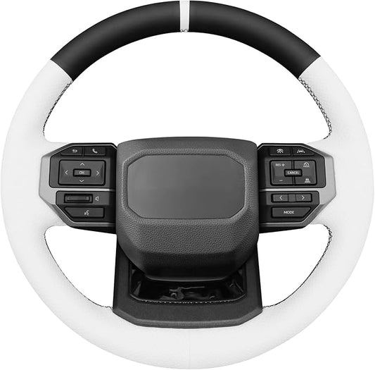 MEWANT Hand Stitch Steering Wheel Cover for Toyota Land Cruiser 2024-2026, Custom Fit DIY Wrap Interior Accessories