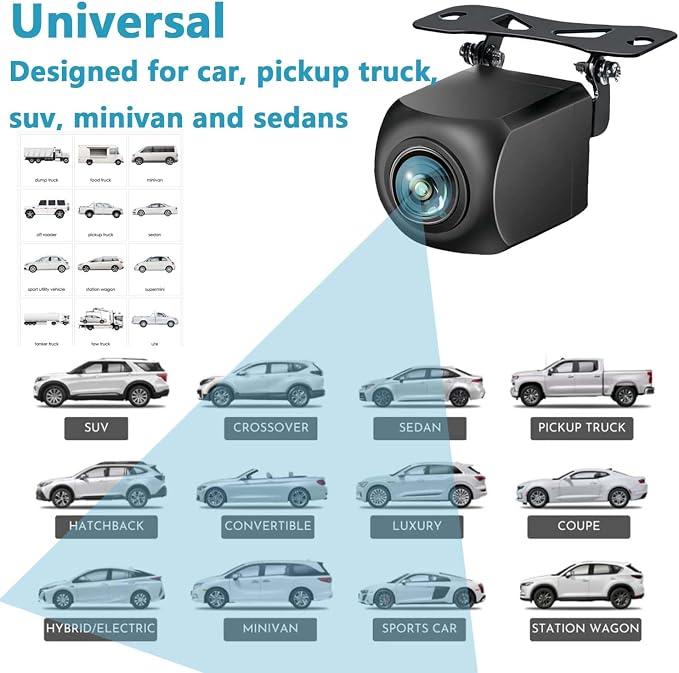 Alarm Sensor 1080P Backup Camera with 5 inch Monitor Rear View Reverse Camera Universal for Pickup Truck Car SUV 170 Degree Perfect Angle Night Vision IP69 Waterproof DLD5C