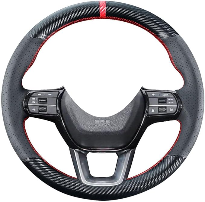 DIY Sew Stitching Carbon Fiber Steering Wheel Covers for Honda CR-V CRV HR-V HRV 2023 2024 2025 15 inches Leather Interior Accessories