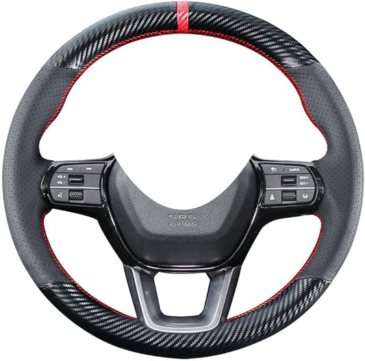 DIY Sew Stitching Carbon Fiber Steering Wheel Covers for Honda CR-V CRV HR-V HRV 2023 2024 2025 15 inches Leather Interior Accessories
