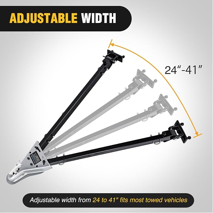Nilight Tow Bar with Safety Chains, Coupler Fits 2-Inch Hitch Ball, 5500 lbs Towing Capacity, 41-in Opening Width, Bumper-Mounted Universal Towing Bar for RV, Car, Trailer, Truck, Alloy Steel