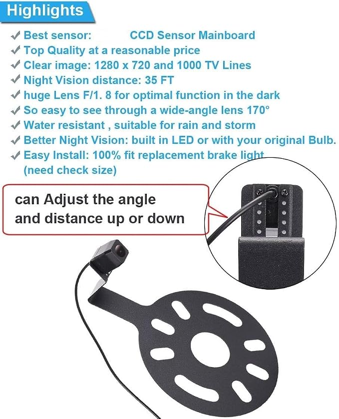 HD 720p 1000 TV Lines Car Rear View Backup Camera Waterproof Reverse Camera+7" inch TFT LCD Monitor for Jeep Wrangler/Willys/Unlimited/Sahara Spare tire Rubicon 2007-2015