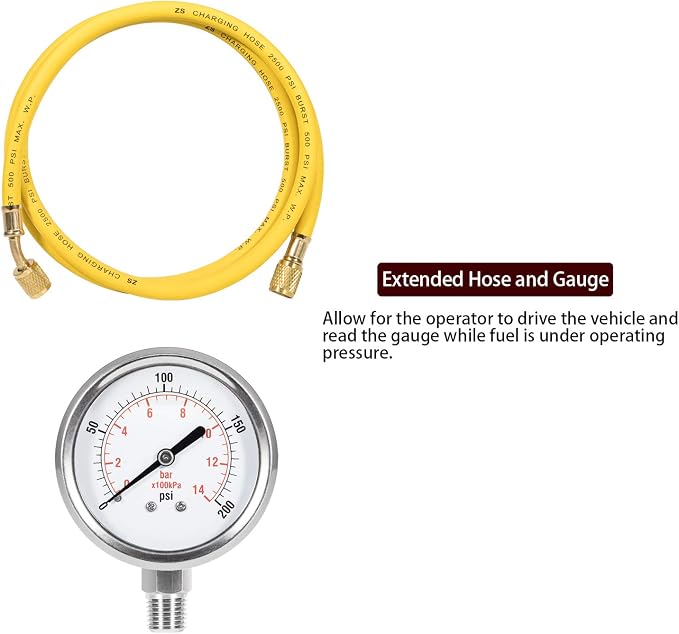 E-cowlboy Fuel Pressure Test Kit with Billet Aluminum Fuel Filter Cap and Pressure Test Port fit for Ford 2003-2007 6.0L fit for Powerstroke Diesel F-Series（F250 F350 F450 F550） E-Series