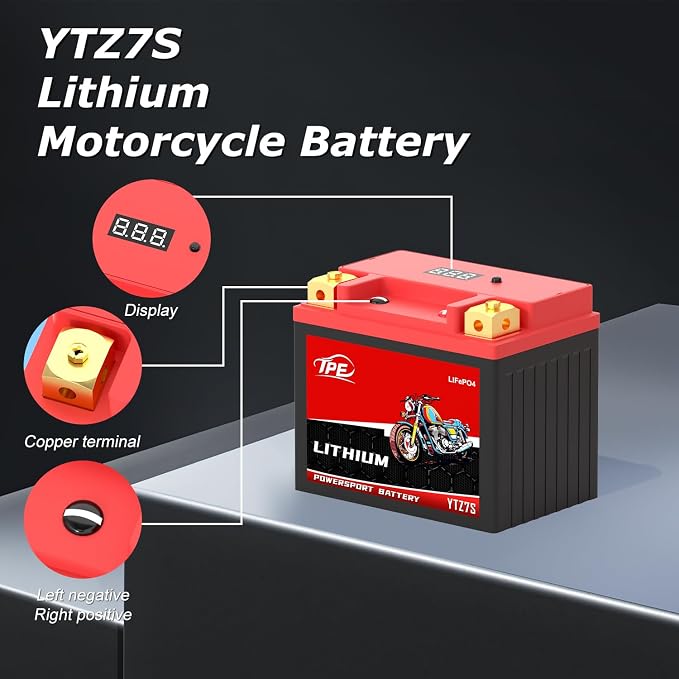 TPE Lithium YTZ7S-BS 12V 4AH 380CCA Motorcycle Battery Powersport Battery for ATV, Jet Ski, Scooter, PWC & More