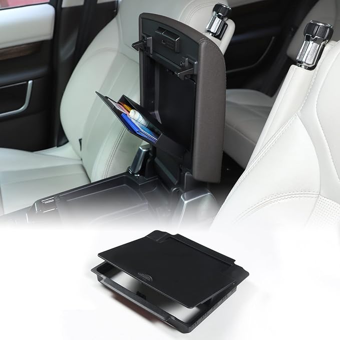Car Armrest Hidden Storage Box Compatible with Land Rover Discovery 5 LR5 2017-2020 Center Console Handrail Privacy Organizer Tray Armrest Storage Box Container Insert Pallet Manager Inter Accessories