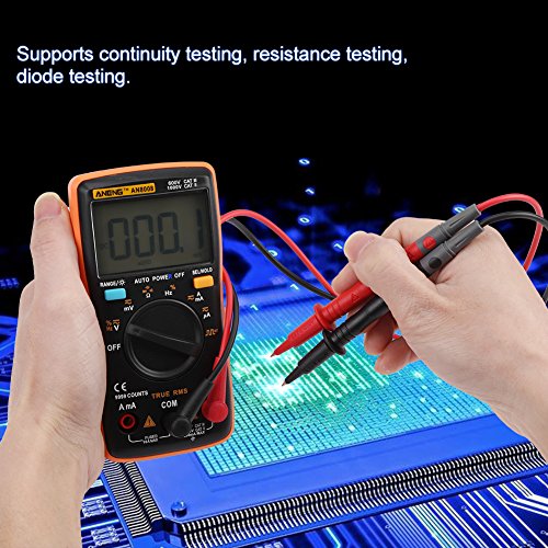 AN8008 True-RMS Digital Multimeter AC DC Voltage Ammeter Current Ohm Meter Test Diodes Transistors Temperature Red