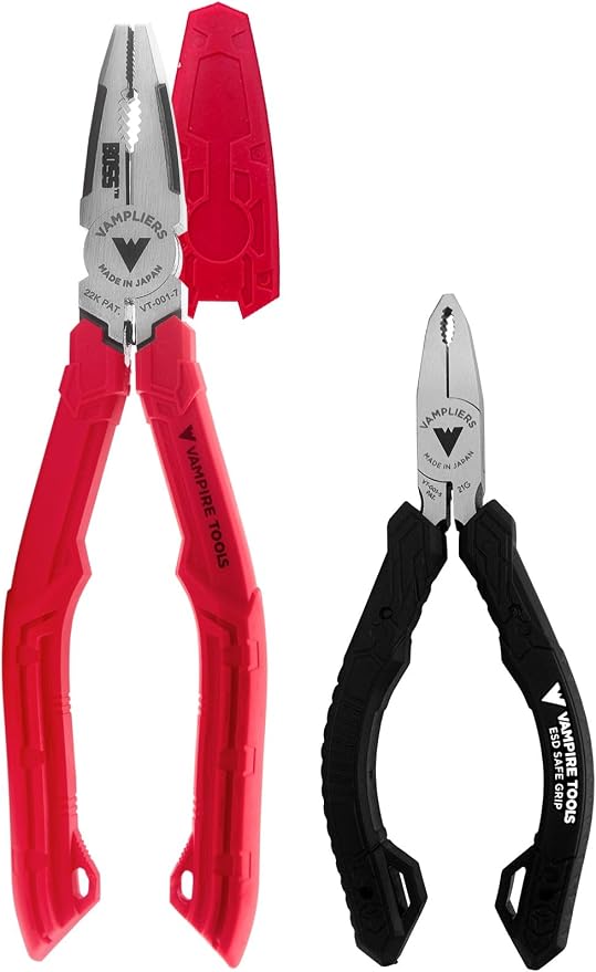 VAMPLIERS 2-PC Screw Extraction Pliers Set: 5" Mini ESD Safe Plier + 7" Screw Removal Pliers. Unique Non-slip Jaws. Made in Japan.