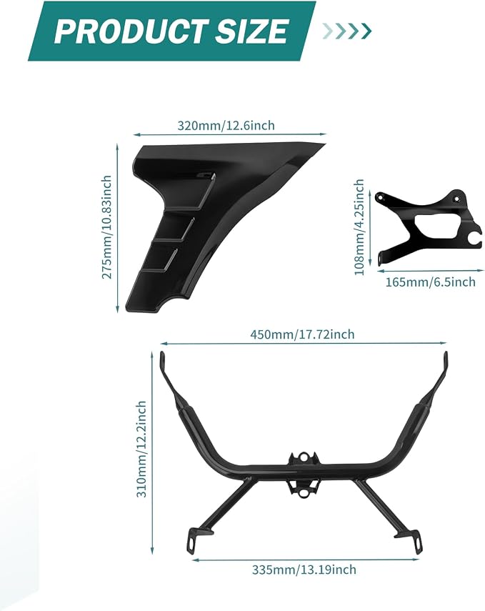 Motorcycle Side Fairing Panel Spoiler Support Brackets Covers Fit for Harley Touring FLTRXSE 2023-later CVO Road Glide ST FLTRXSTSE 2024-2025 (Vivid Black)