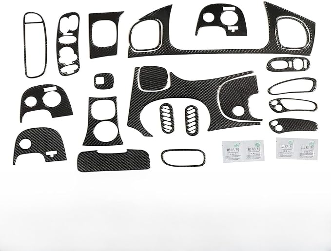 NLQR 18PCS Real Carbon Fiber Kits Full Interior Trim Cover, Compatible with Chevrolet Corvette C5 1998-2004 Center Console Dashboard Control Panel Cover Air Conditioning Vent Cup Holder Gear Trim