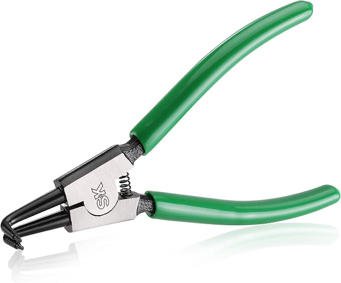 SK 7-Inch Snap Ring Pliers, External Circlip Pliers with 90-Degree Bent Jaw, Tip Diameter 0.07'', Premium CR-V Steel